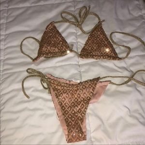 Gold sparkly bikini set